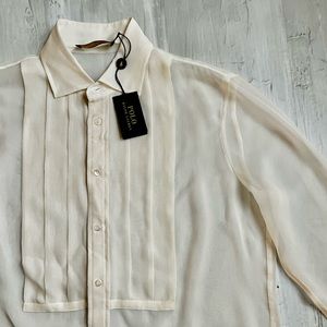 NWT Cream sheer button down Ralph Lauren top